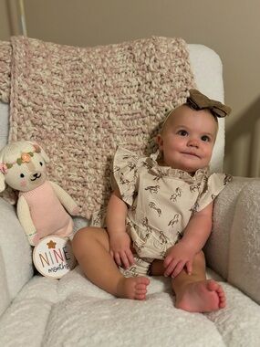 Velvet Fawn Brown horsey Bubble size 6-12 months